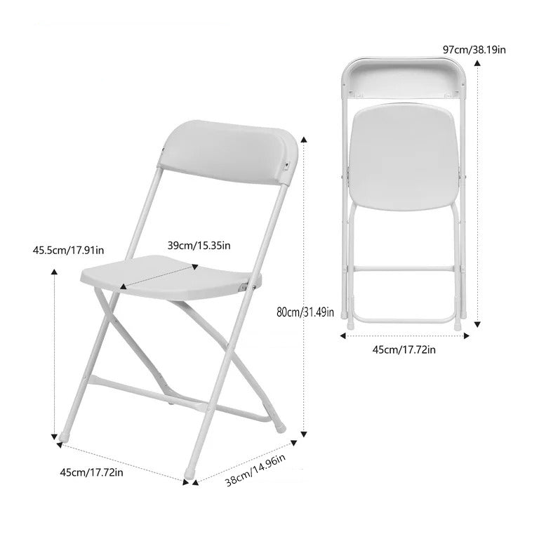 Portable Lightweight Vinyl White folding chair for rental events