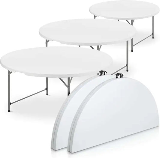 portable white plastic foldableround table for outdoor event dining
