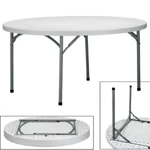 durable white plastic foldable metal frame HDPE round table for outdoor hotel events